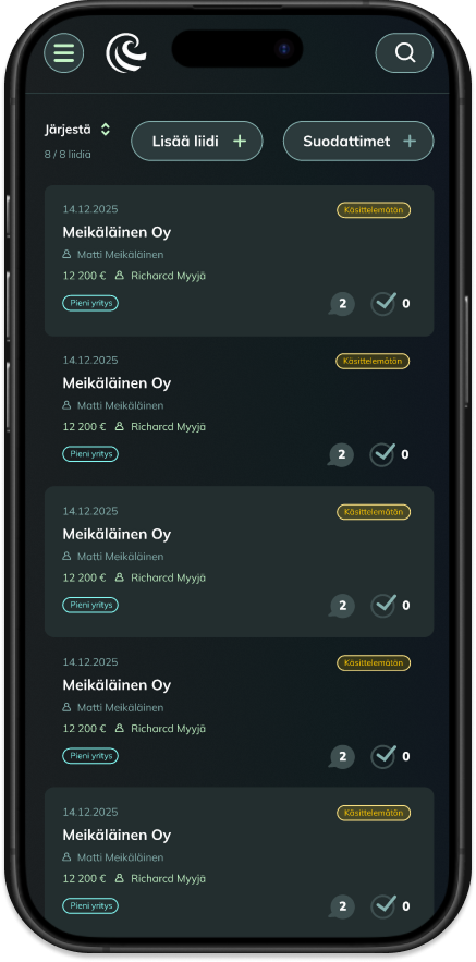 Vaula CRM mobile UI iphone