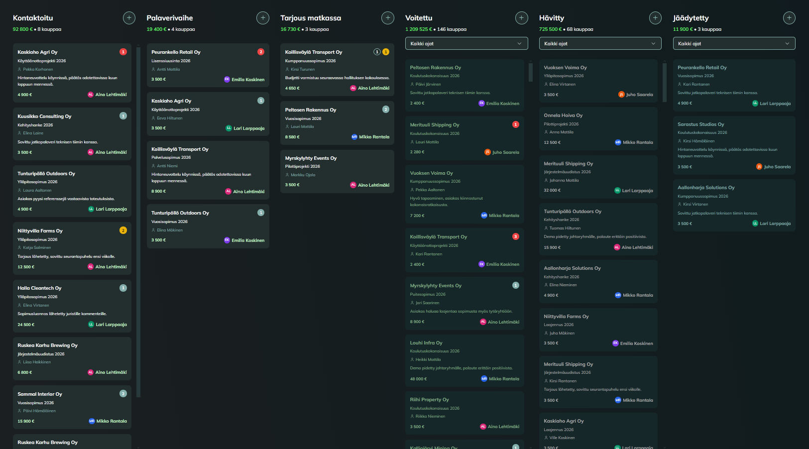 Vaula CRM deals view