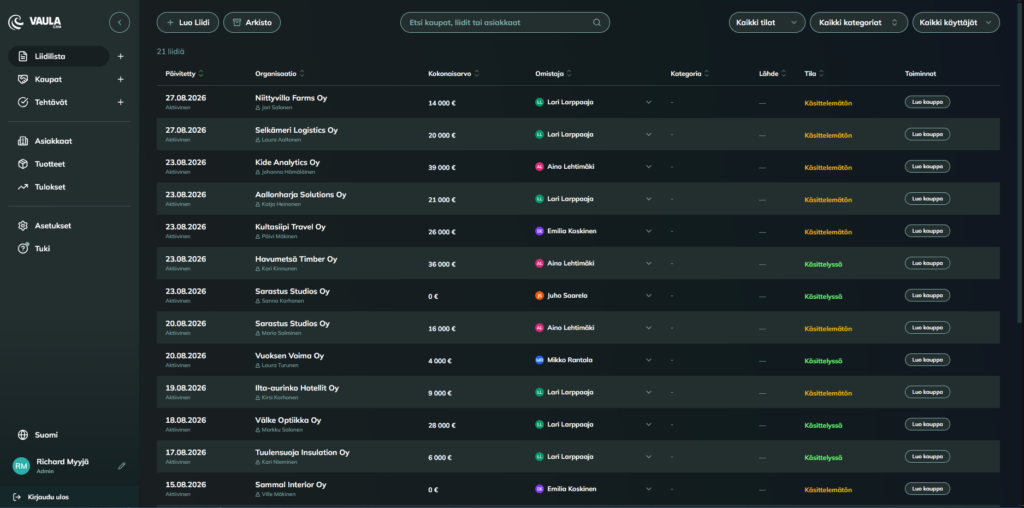 Vaula CRM leads
